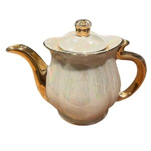 Vintage Pearl-22KT Gold Hand Crafted Tea Pot Porcelain Made in US, Iridescent